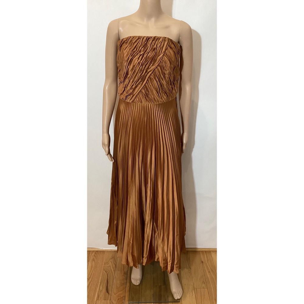 ANDREW GN STRAP,ESS PLEATED COCKTAIL DRESS